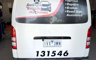 Back view of mobile mechanics service van Back view of mobile mechanics service van