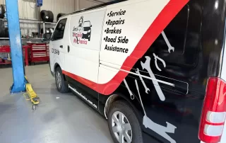 Mobile mechanics van inside workshop Mobile mechanics van inside workshop